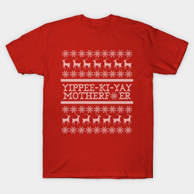 Die Hard Yippee-Ki-Yay Ugly Christmas Sweater T-Shirt by shaggylocks